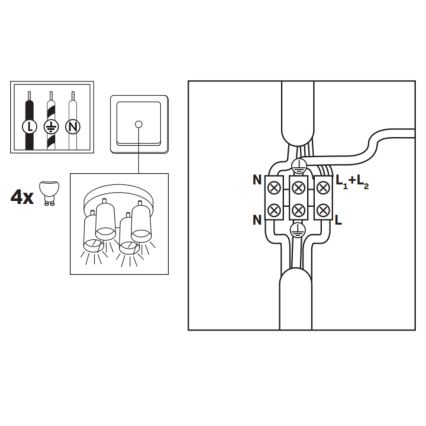 Faretto da bagno dimmerabile LED RGBW TURYN 4xGU10/4,8W/230V 3000K IP44 nero + telecomando