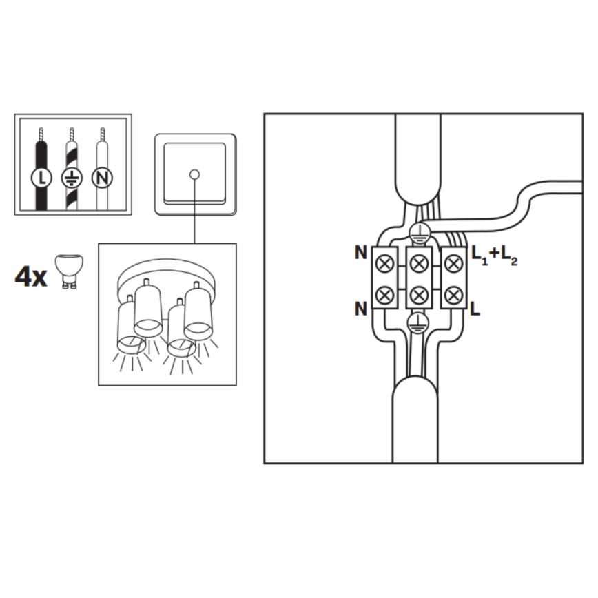 Faretto da bagno dimmerabile LED RGBW TURYN 4xGU10/4,8W/230V 3000K IP44 nero + telecomando