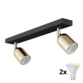 Faretto LED RGBW dimmerabile TOP 2xGU10/6,5W/230V 2700-6500K nero/oro