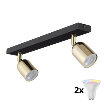 Faretto LED RGBW dimmerabile TOP 2xGU10/6,5W/230V 2700-6500K nero/oro