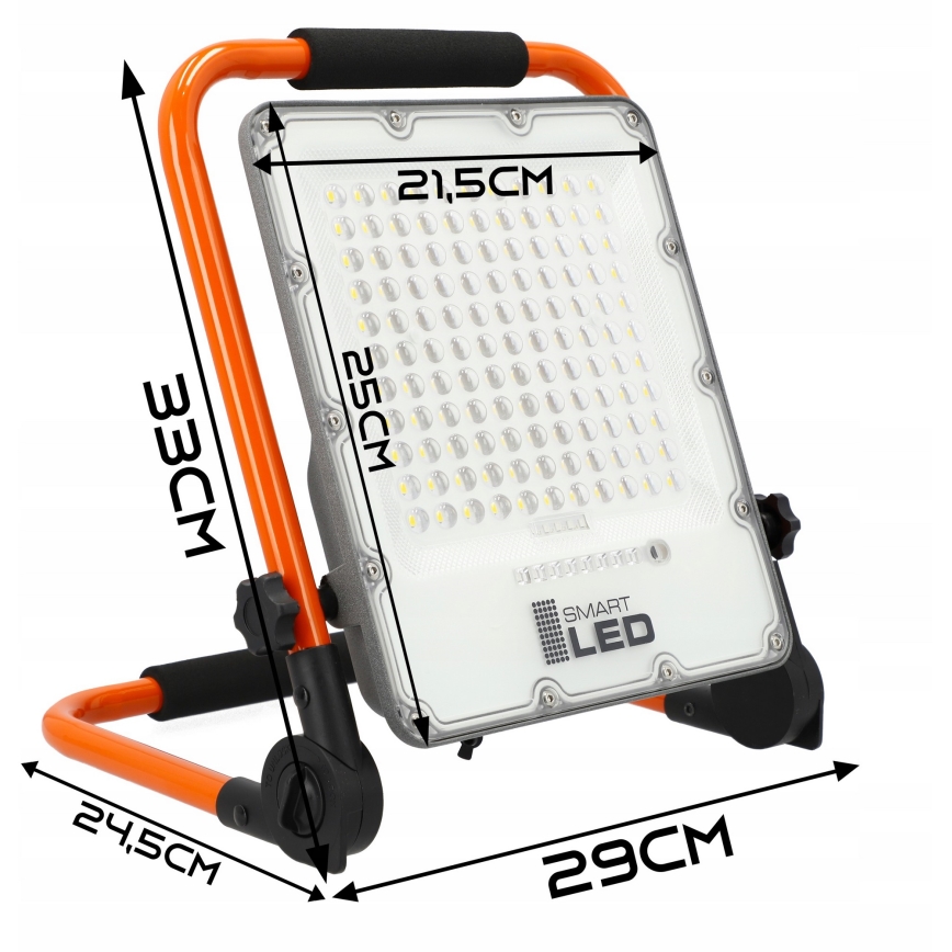 Faretto LED ricaricabile con treppiede LED/100W/3,2V 5000K 5000 mAh IP65 arancione