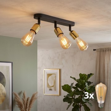 Faretto LED TOP 3xE27/15W/230V nero/oro