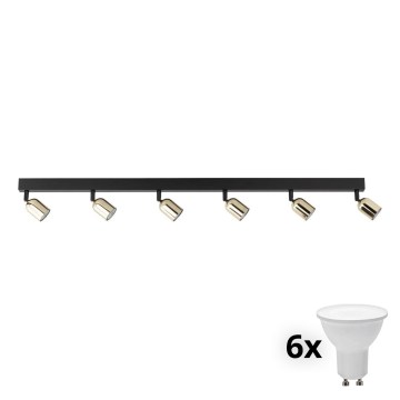 Faretto LED TOP 6xGU10/10W/230V nero/oro