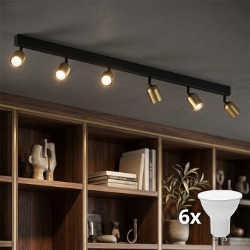 Faretto LED TOP 6xGU10/10W/230V oro/nero