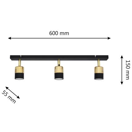 Faretto LED TUBSSON 3xGU10/4,8W/230V nero/oro