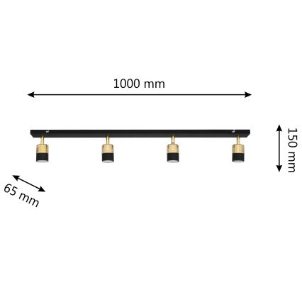 Faretto LED TUBSSON 4xGU10/4,8W/230V nero/oro