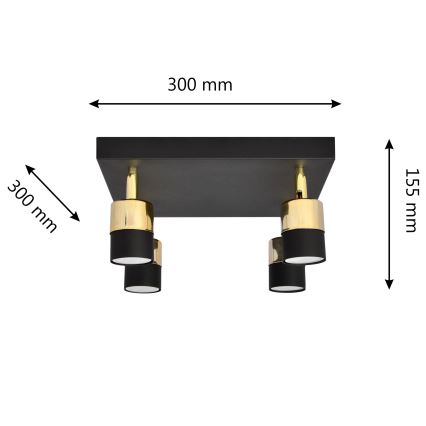 Faretto LED TUBSSON 4xGU10/4,8W/230V nero/oro