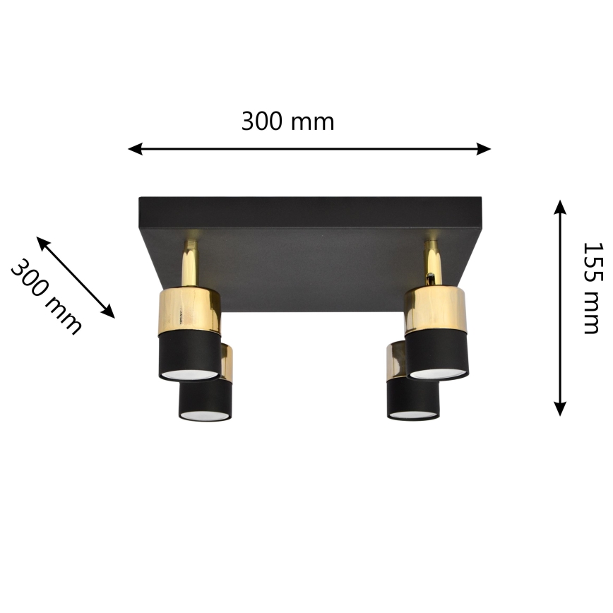 Faretto LED TUBSSON 4xGU10/4,8W/230V nero/oro
