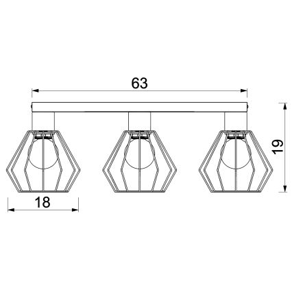 Faretto LETI 3xE27/15W/230V nero
