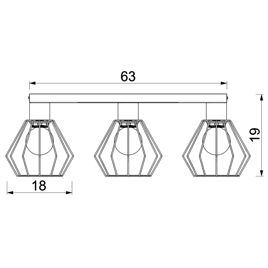 Faretto LETI 3xE27/15W/230V nero