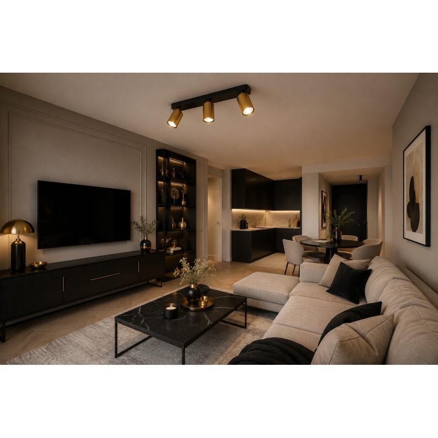 Faretto orientabile ELAN 3xGU10/30W/230V oro/nero