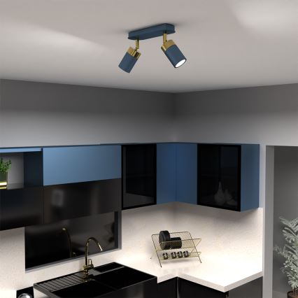 Faretto orientabile JOKER 2xGU10/25W/230V blu/oro