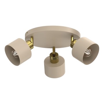 Faretto PARKLA 3xE27/15W/230V beige/oro