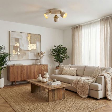 Faretto PARKLA 3xE27/15W/230V beige/oro