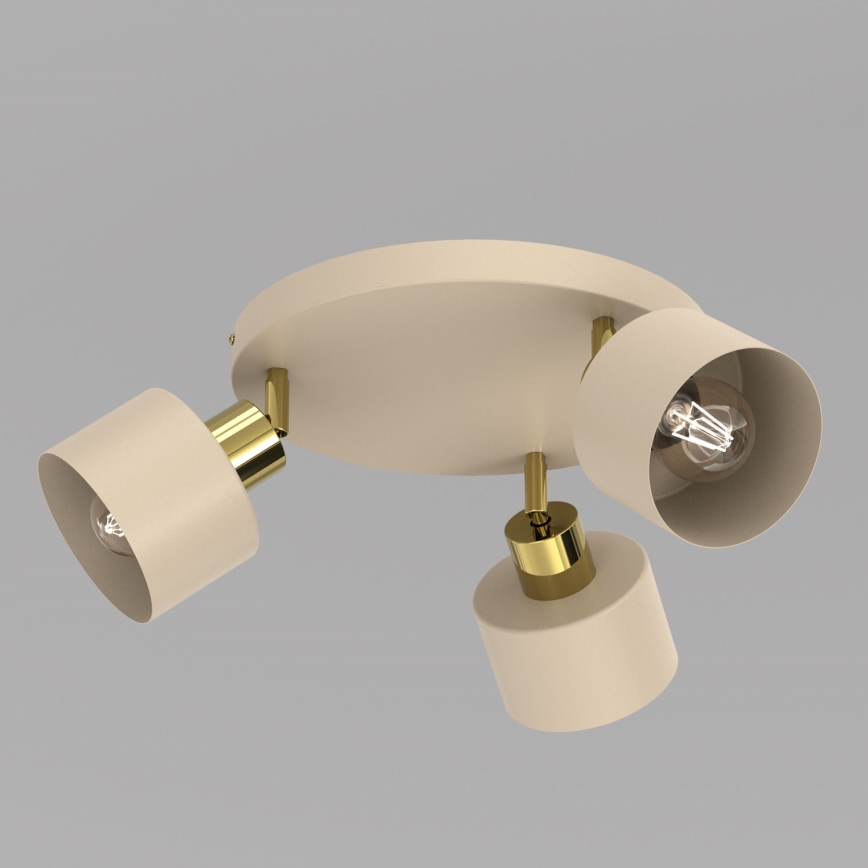 Faretto PARKLA 3xE27/15W/230V beige/oro