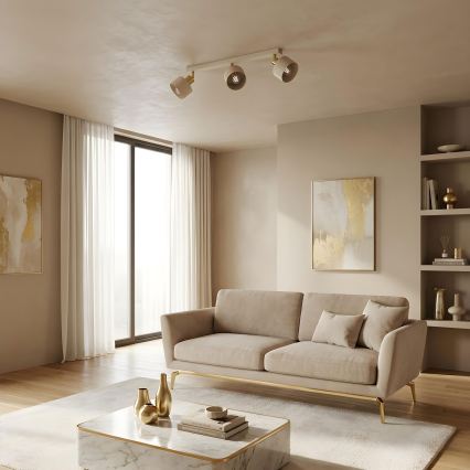 Faretto PARKLA 3xE27/15W/230V beige/oro