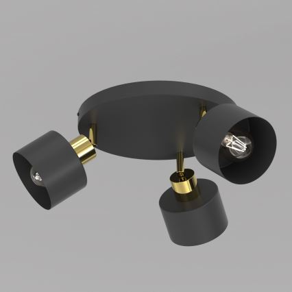 Faretto PARKLA 3xE27/15W/230V nero/oro