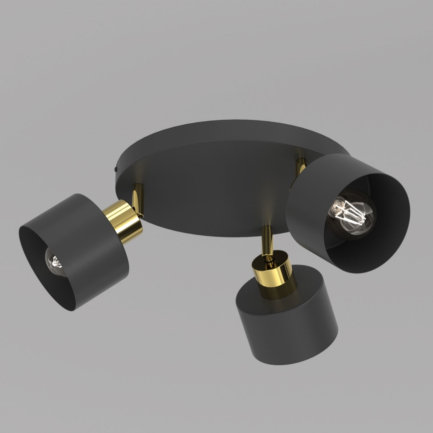 Faretto PARKLA 3xE27/15W/230V nero/oro