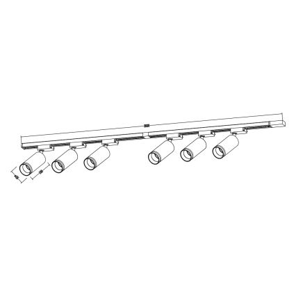 Faretto per binario PIPE 6xGU10/10W/230V, nero