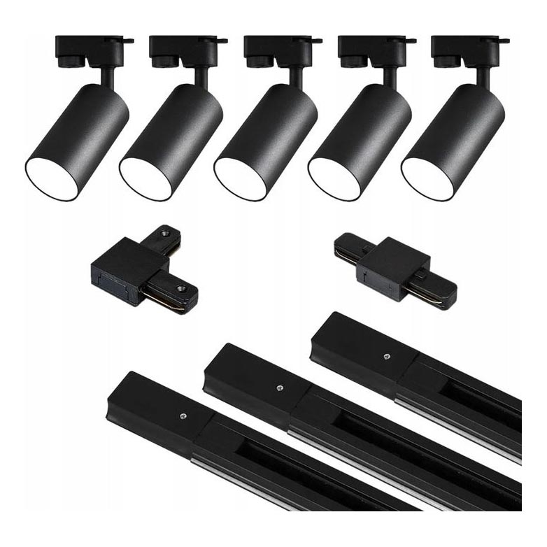 Faretto per sistema a binario 5xGU10/25W/230V 3 m nero