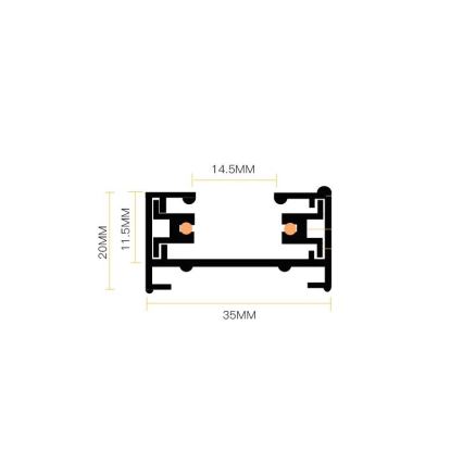 Faretto per sistema a binario 5xGU10/25W/230V 3 m nero