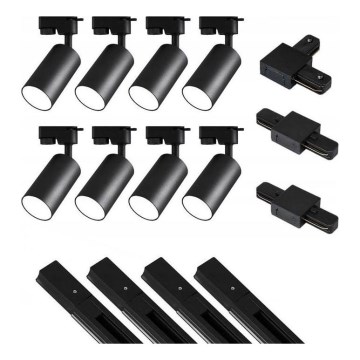 Faretto per sistema a binario 8xGU10/25W/230V 4 m nero