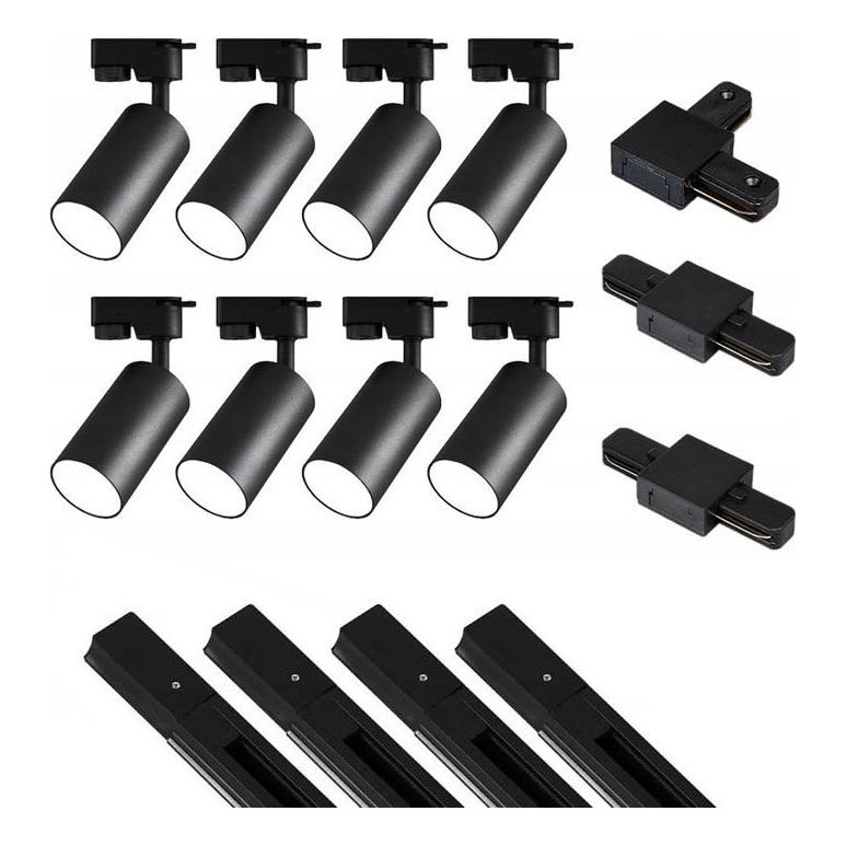 Faretto per sistema a binario 8xGU10/25W/230V 4 m nero
