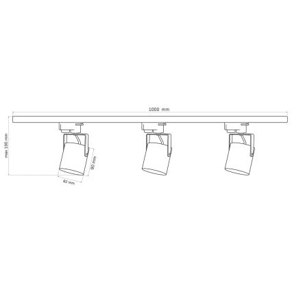 Faretto per sistema a binario MINOR 3xGU10/10W/230V + 1 m rotaia sistema bianco