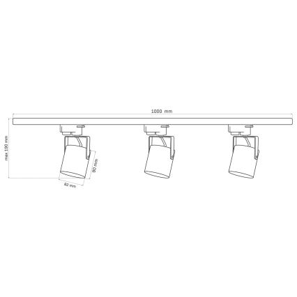 Faretto per sistema a binario MINOR 3xGU10/10W/230V + 1 m rotaia sistema bianco