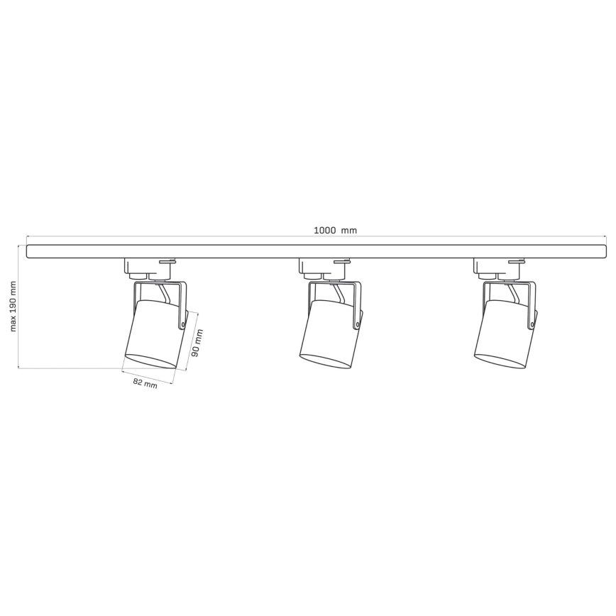 Faretto per sistema a binario MINOR 3xGU10/10W/230V + 1 m rotaia sistema bianco