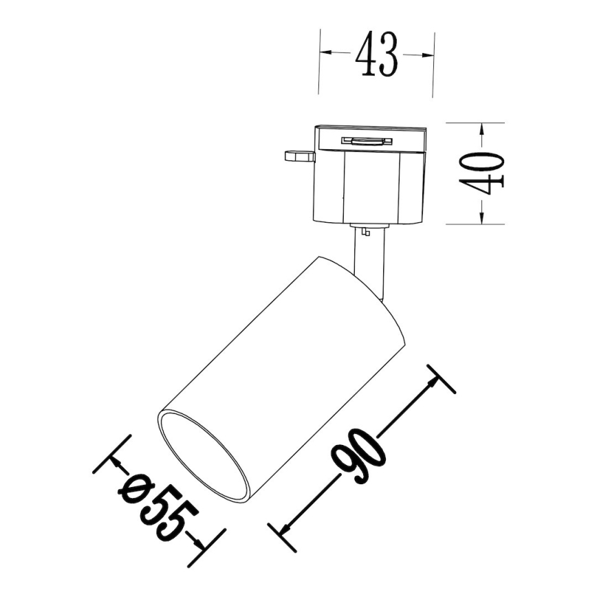 Faretto per sistema a binario monofase TIGER 1xGU10/10W/230V bianco