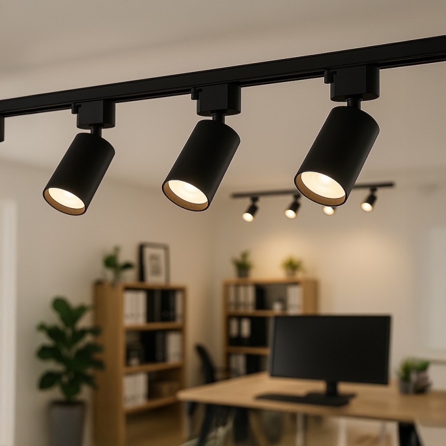 Faretto per sistema a binario monofase TIGER 1xGU10/10W/230V, nero