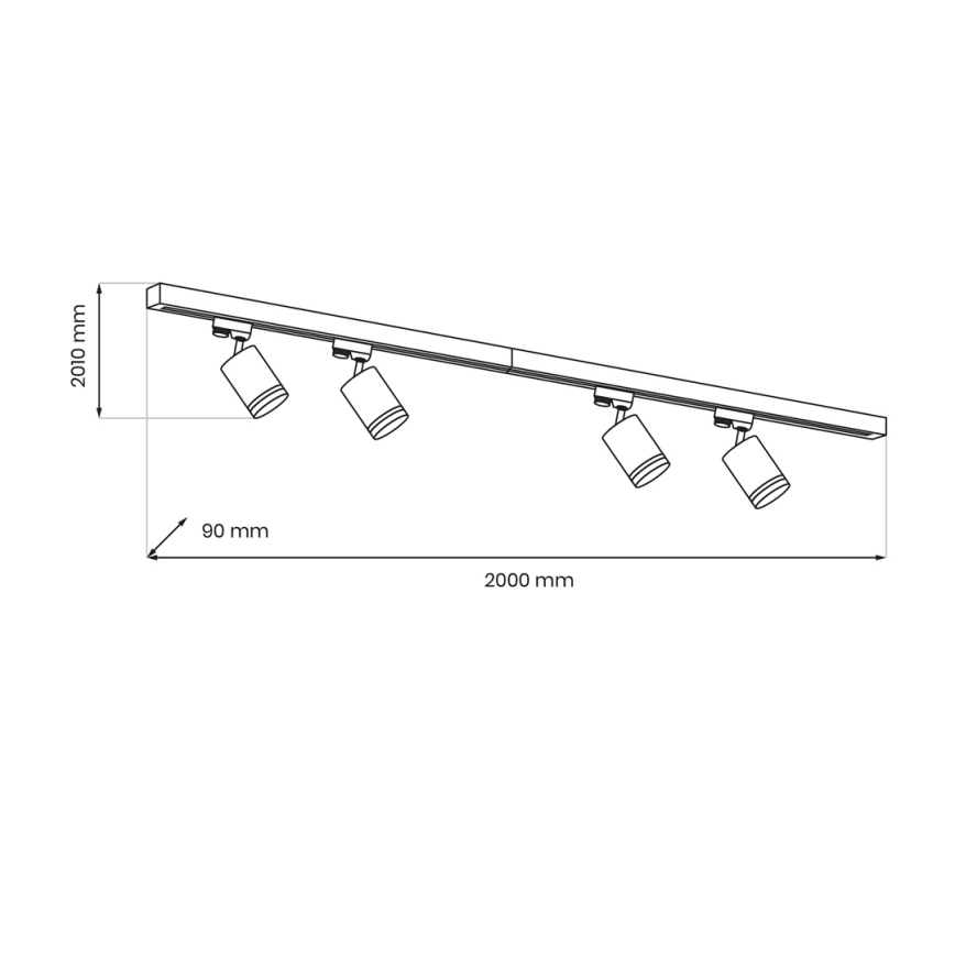 Faretto per sistema a binario PIPE 4xGU10/10W/230V 2x1m nero