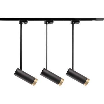 Faretto per sistema a binario PORTO 3xGU10/10W/230V + 1 m sistema a binario nero