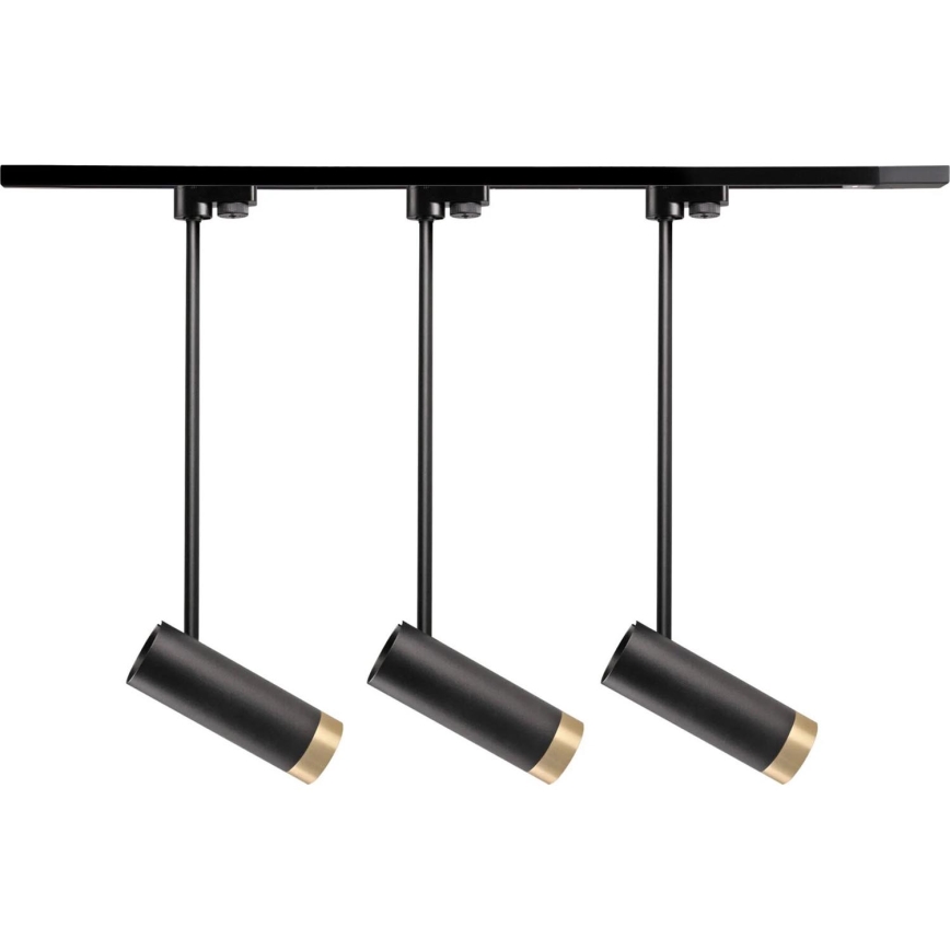 Faretto per sistema a binario PORTO 3xGU10/10W/230V + 1 m sistema a binario nero