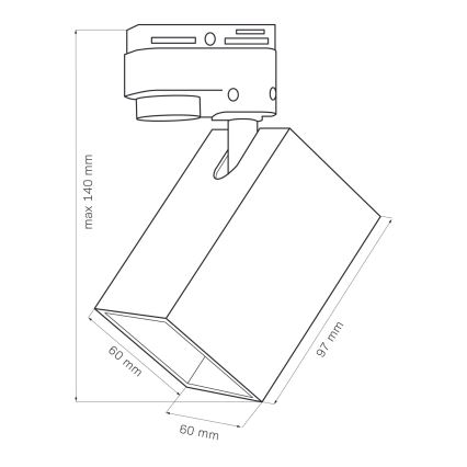 Faretto per sistema a binario SQUARE 1xGU10/10W/230V nero