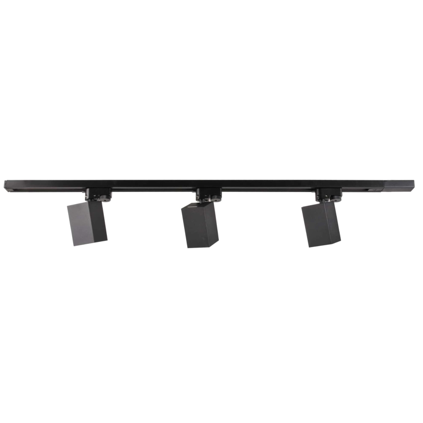 Faretto per sistema a binario SQUARE 3xGU10/10W/230V + 1 m rotaia sistema nero