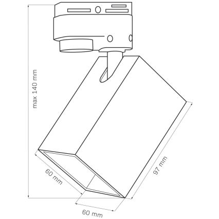 Faretto per sistema a binario SQUARE 3xGU10/10W/230V + 1 m rotaia sistema nero