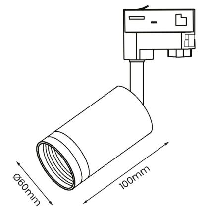 Faretto per sistema a binario trifase PIPE 1xGU10/25W/230V bianco