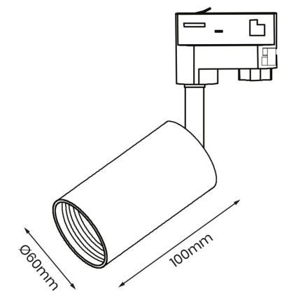 Faretto per sistema a binario trifase PIPE 1xGU10/25W/230V bianco