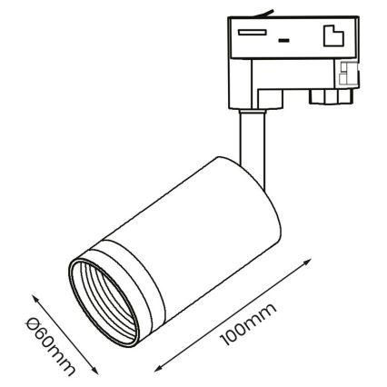 Faretto per sistema a binario trifase PIPE 1xGU10/25W/230V nero