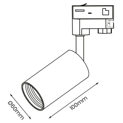 Faretto per sistema a binario trifase PIPE 1xGU10/25W/230V nero