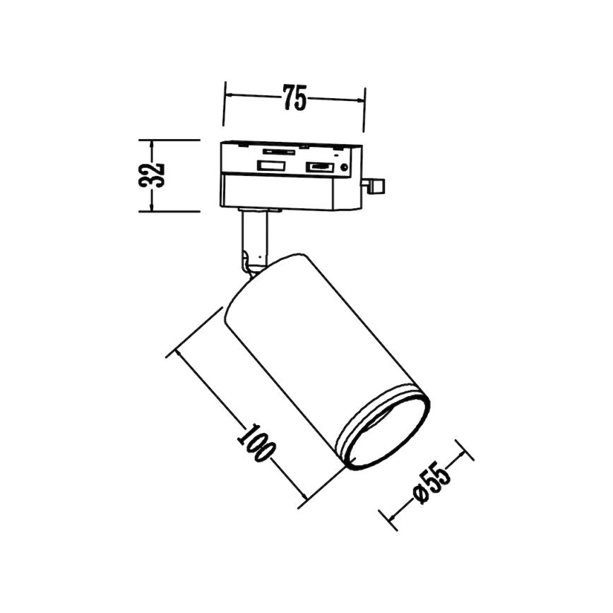 Faretto per sistema binario monofase PIPE 1xGU10/10W/230V bianco