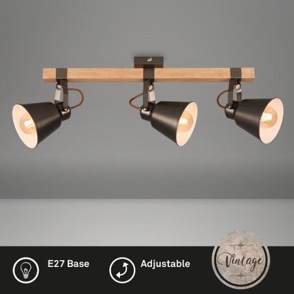 Faretto RETRO 3xE27/40W/230V marrone