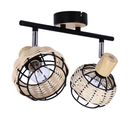 Faretto TAJGA 2xE14/40W/230V rattan/nero