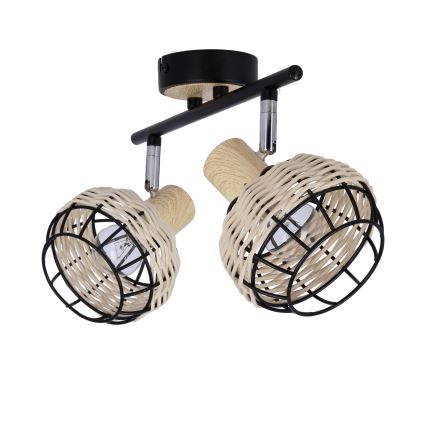 Faretto TAJGA 2xE14/40W/230V rattan/nero