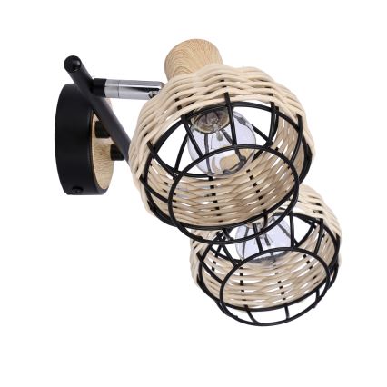 Faretto TAJGA 2xE14/40W/230V rattan/nero