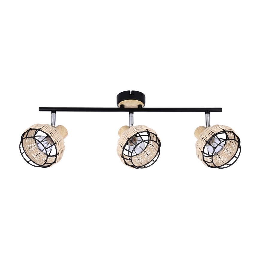 Faretto TAJGA 3xE14/40W/230V rattan/nero
