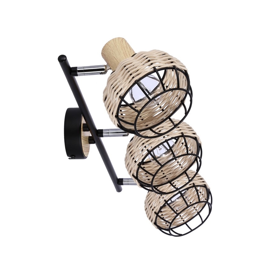Faretto TAJGA 3xE14/40W/230V rattan/nero