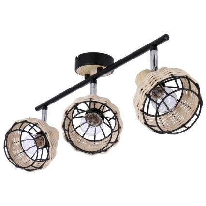 Faretto TAJGA 3xE14/40W/230V rattan/nero